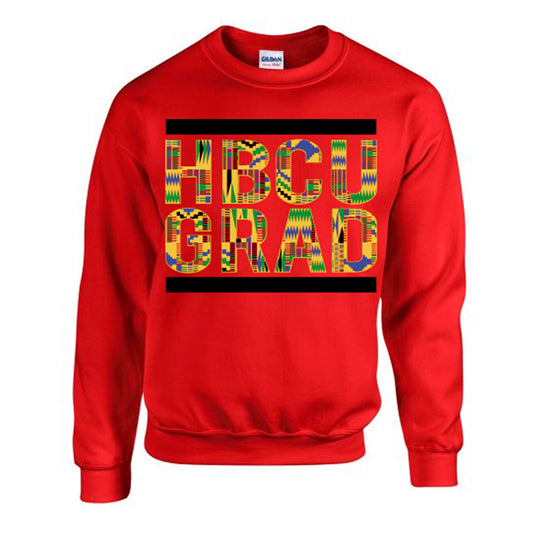 HBCU Grad | Kente Cloth 2 | Sweatshirt - Red