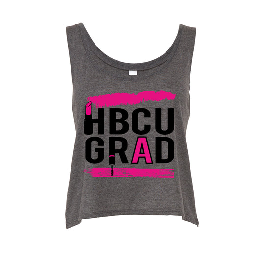 HBCU GRAD | Pink Makeup | Crop Top - Charcoal