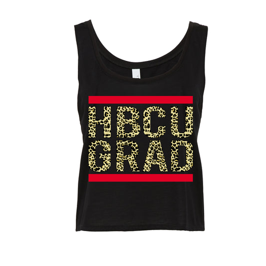 HBCU GRAD | Red Leopard | Crop Top - Black