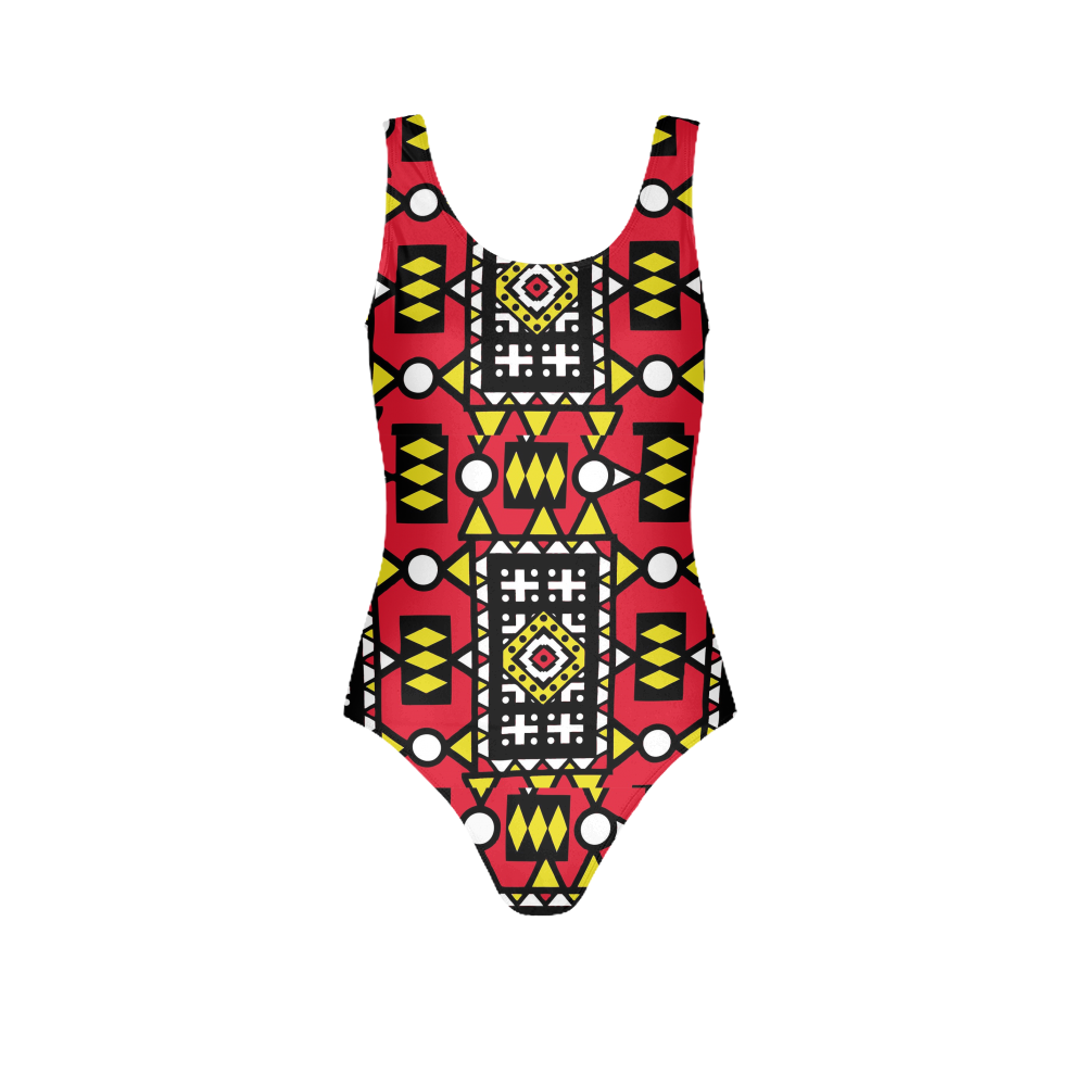 Red Tribal One Piece Swimsuit