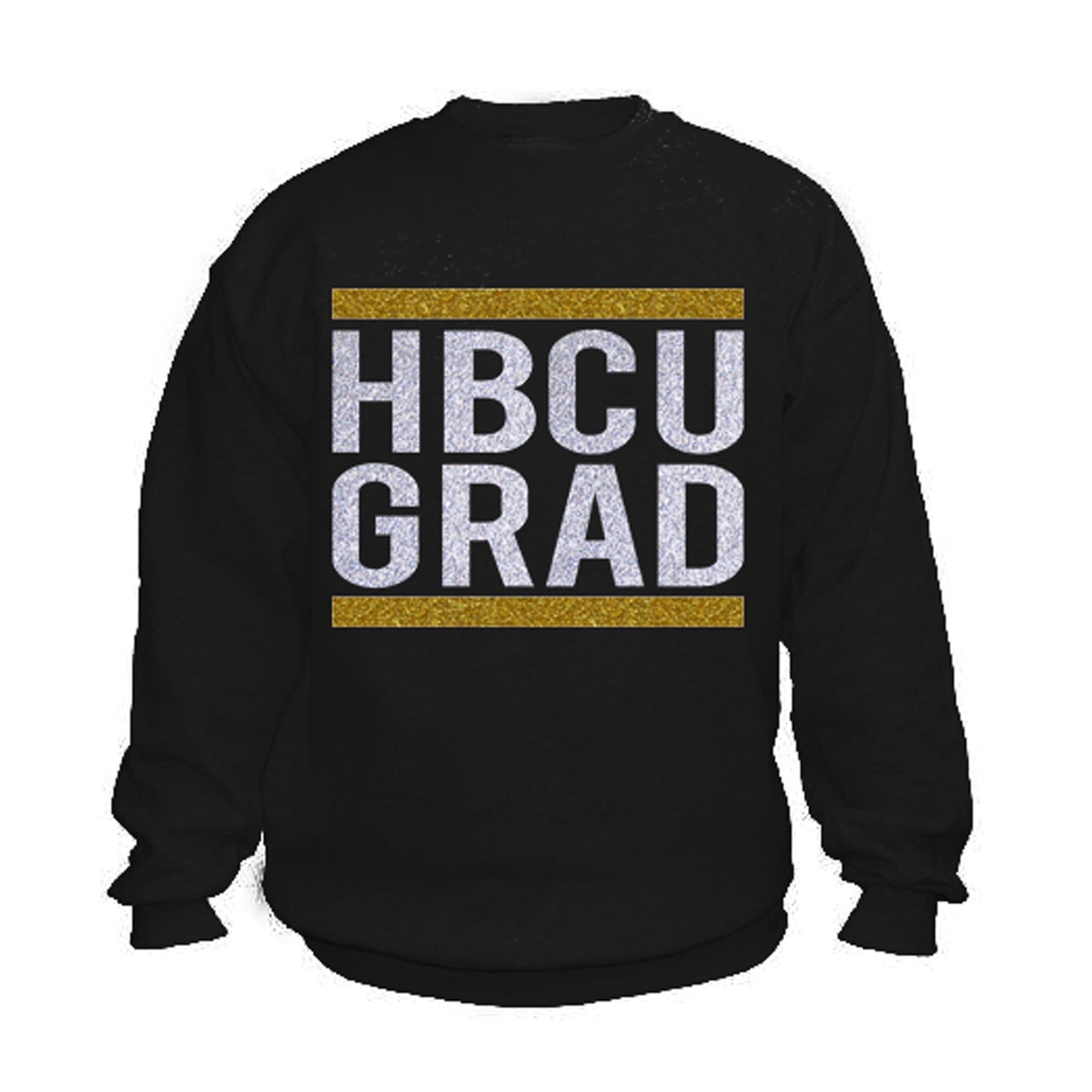 HBCU Grad | Gold & Silver Glitter | Sweatshirt - Black